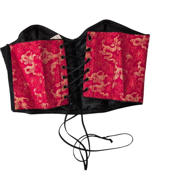 NWT Y2K Vintage Victoria's Secret Corset Red Gold Dragon Asian Chinese Deadstock - Picture 2 of 11